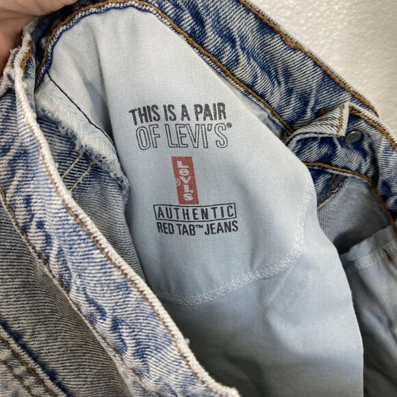 Levis 550 Jeans Womens Light Wash Relaxed Tapered Raw Hem Zip Fly Red Tab Denim - Picture 15 of 15